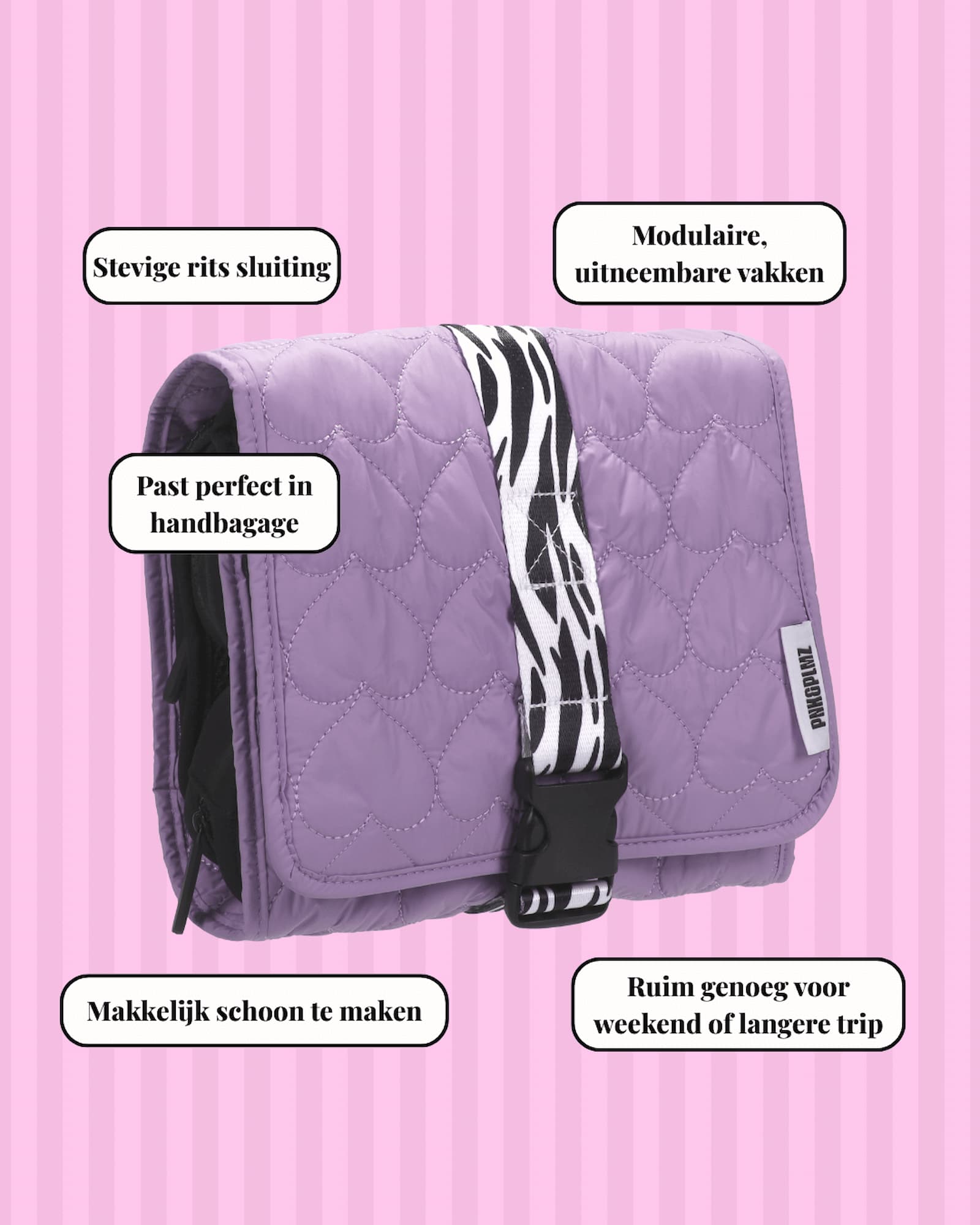 The Ultimate Travel Set – Modulaire Toilettas met Kliksysteem (Paars) - PNK&PLMZ