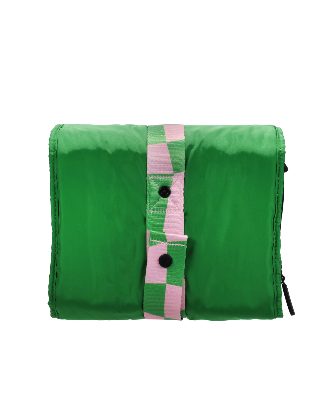 Gesloten achterkant van de groene travel organizer