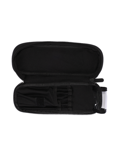 Neopreen make-up tas open met brush holder – zicht op binnenzijde en indeling