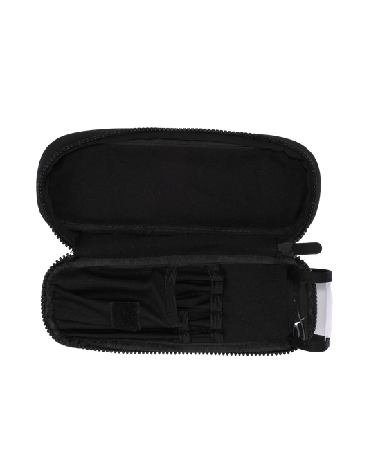 Neopreen make-up tas open met brush holder – zicht op binnenzijde en indeling